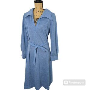 Vintage 1960s 1970s Blue Tie Waist Dress Julie Miller of California